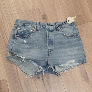 Levi's Distressed Light Blue Denim Cutoff Shorts